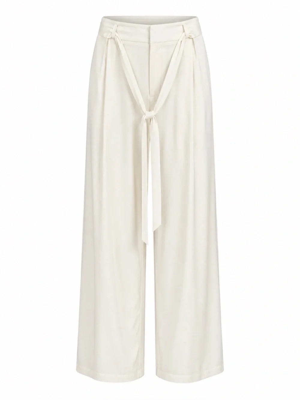 Eloquii Ivory Wide Leg Pants Size 20 High Rise Tie Waist Palazzo Trousers - Picture 1 of 3
